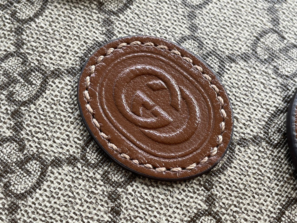 MINI SAC TOTE 20 EN TOILE BEIGE ET CUIR DE VEAU MARRON