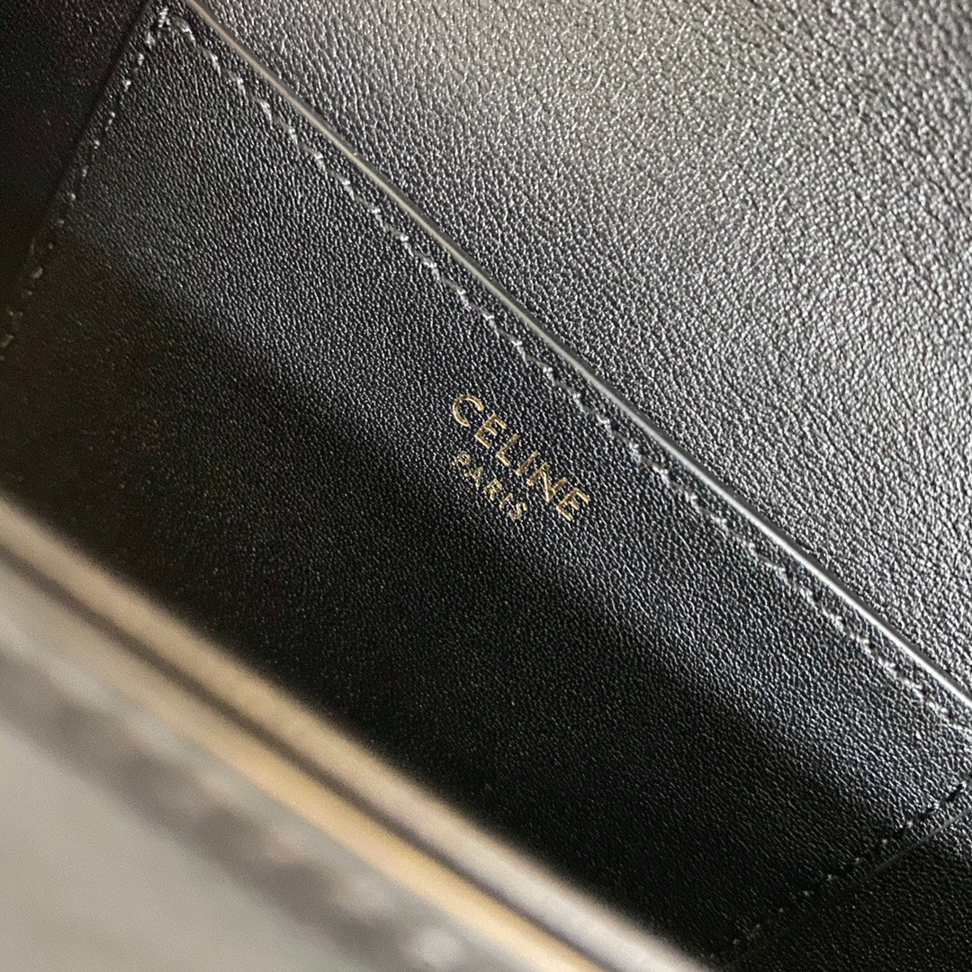 MINI SAC 18 CADENAS EN CUIR DE VEAU NOIR