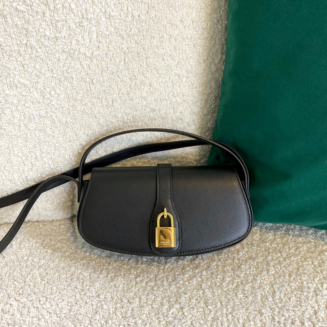 MINI SAC 18 CADENAS EN CUIR DE VEAU NOIR