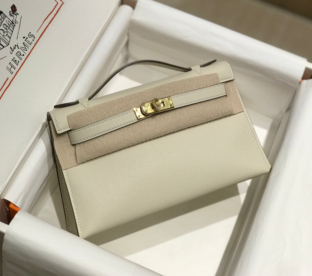 HM ケリー ポシェット 22cm ホワイトベージュ スイフト ゴールド金具