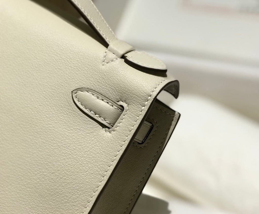 HM ケリー ポシェット 22cm ホワイトベージュ スイフト ゴールド金具