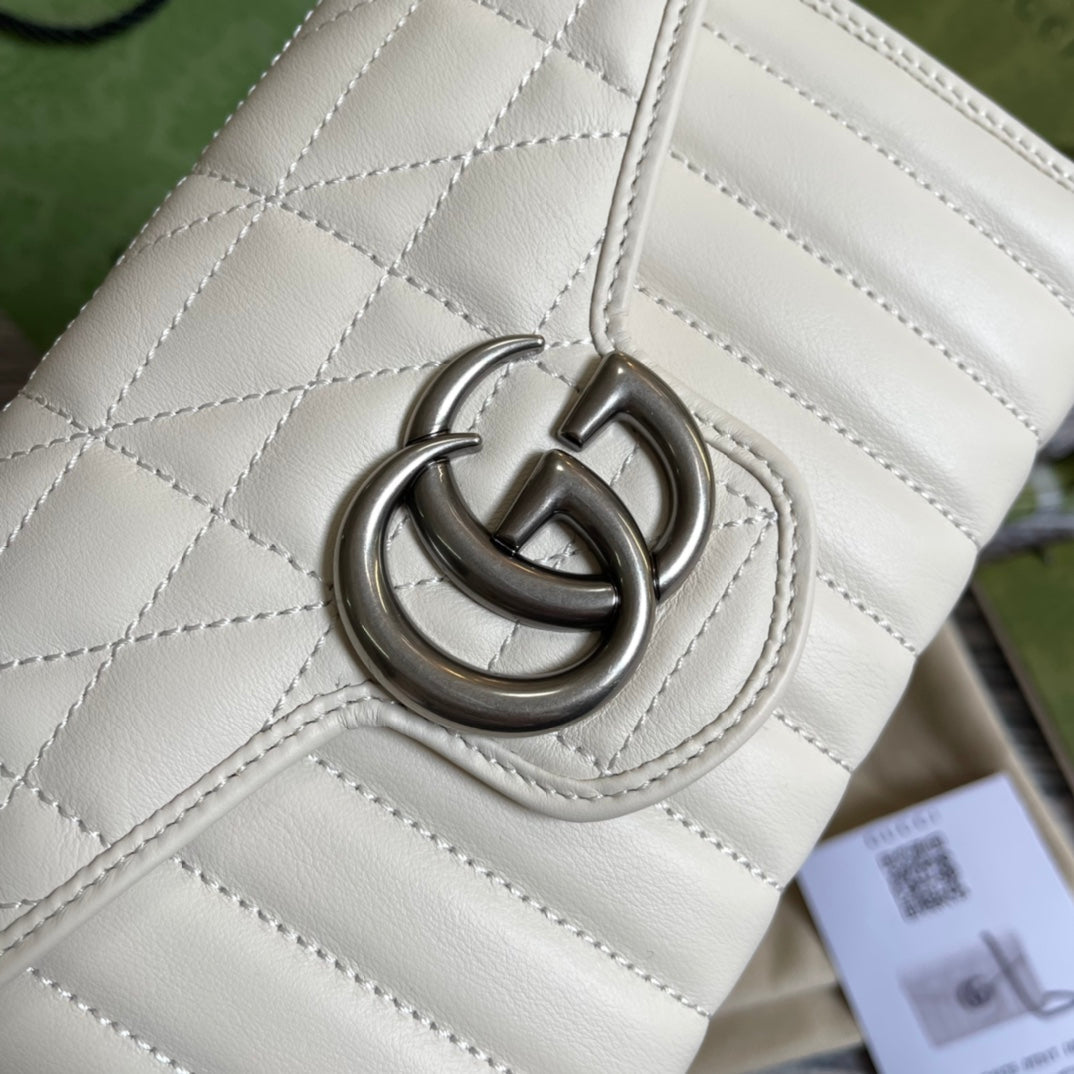 SAC À BANDOULIÈRE GG MARMONT MINI 20 EN CUIR DE VEAU BLANC