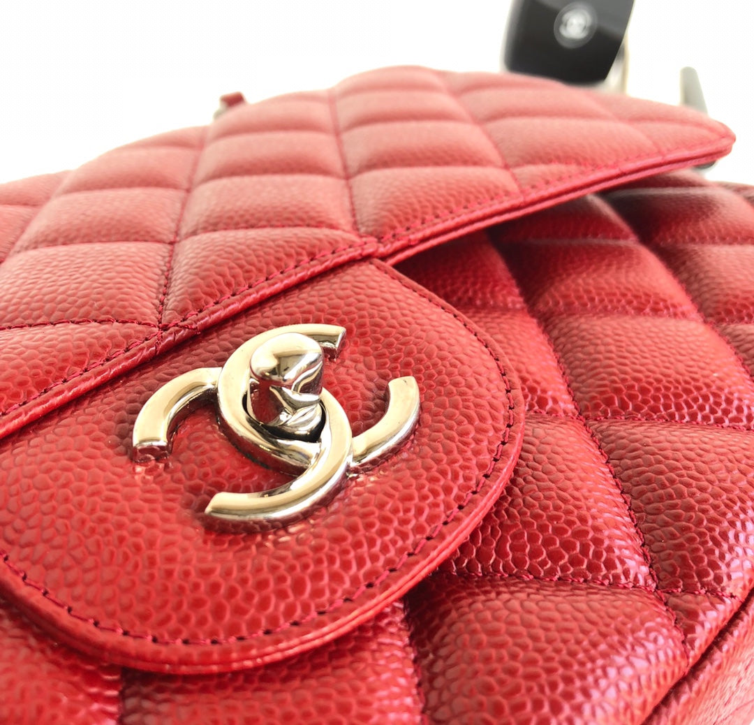 SAC À RABAT JUMBO 30CM ROUGE CAVIAR QUINCAILLERIE ARGENTÉE