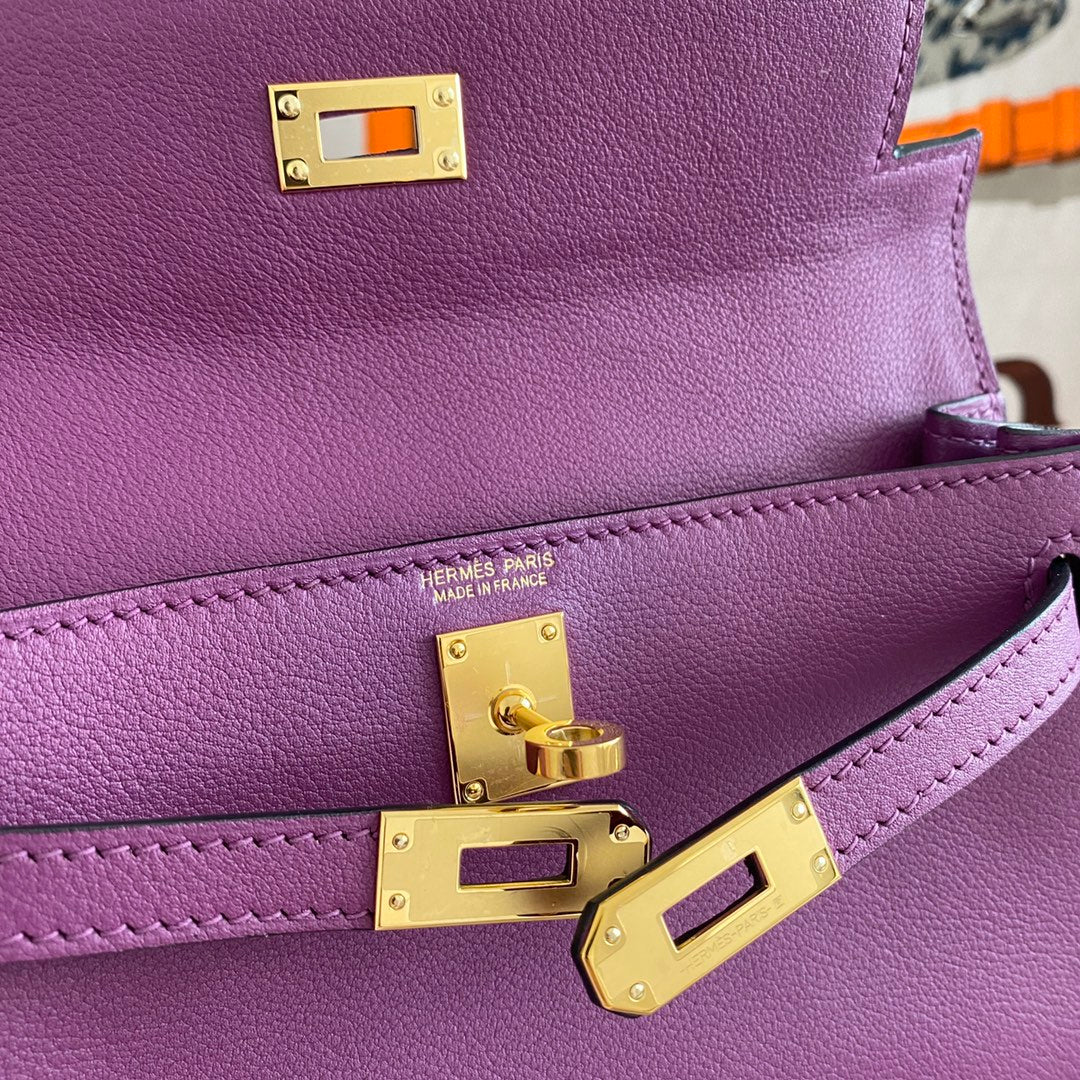 KELLY DANSE II 22CM CUIR VIOLET EVERCOLOR GHW
