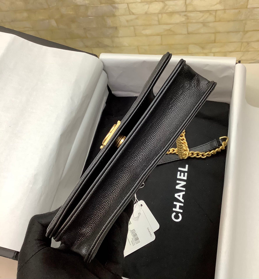 CC LEBOY WOC 19CM BLACK QUILTED CAVIAR GOLD HARDWARE