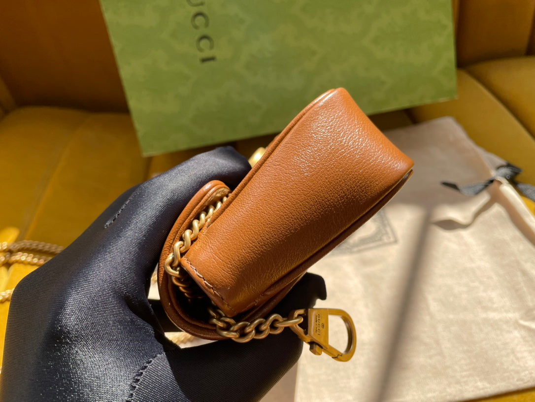 SAC GG MARMONT MINI 16 EN CUIR DE VEAU MARRON CANNELLE