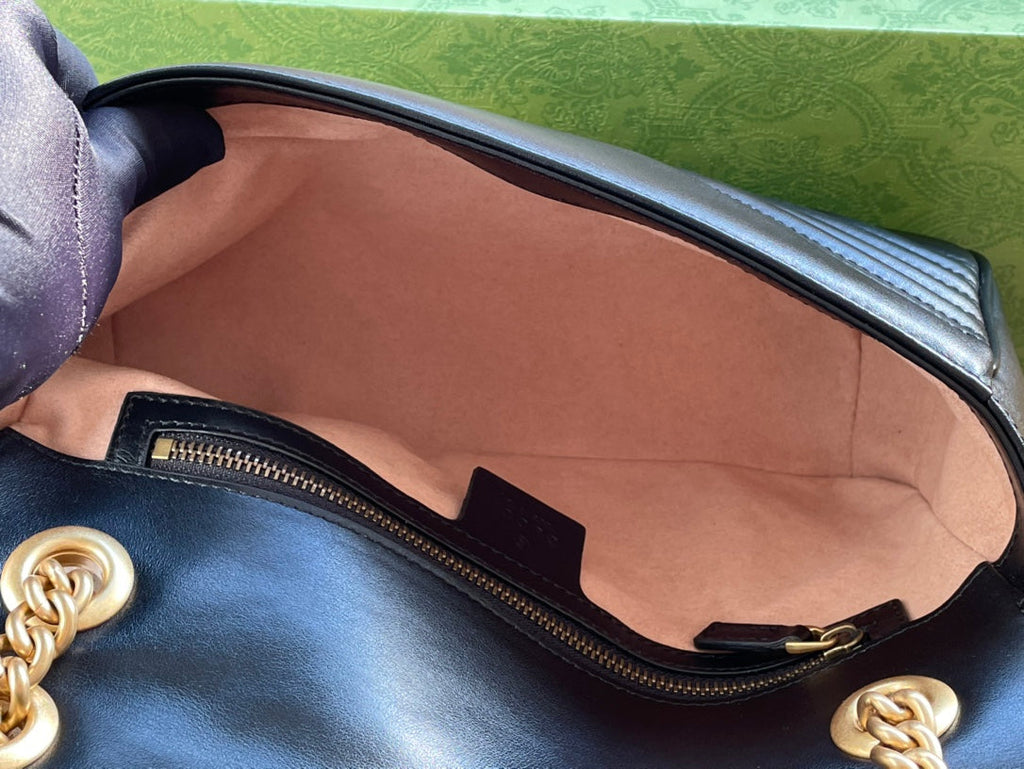 SAC GG MARMONT MATELASSÉ GRAND 26 EN CUIR DE VEAU NOIR