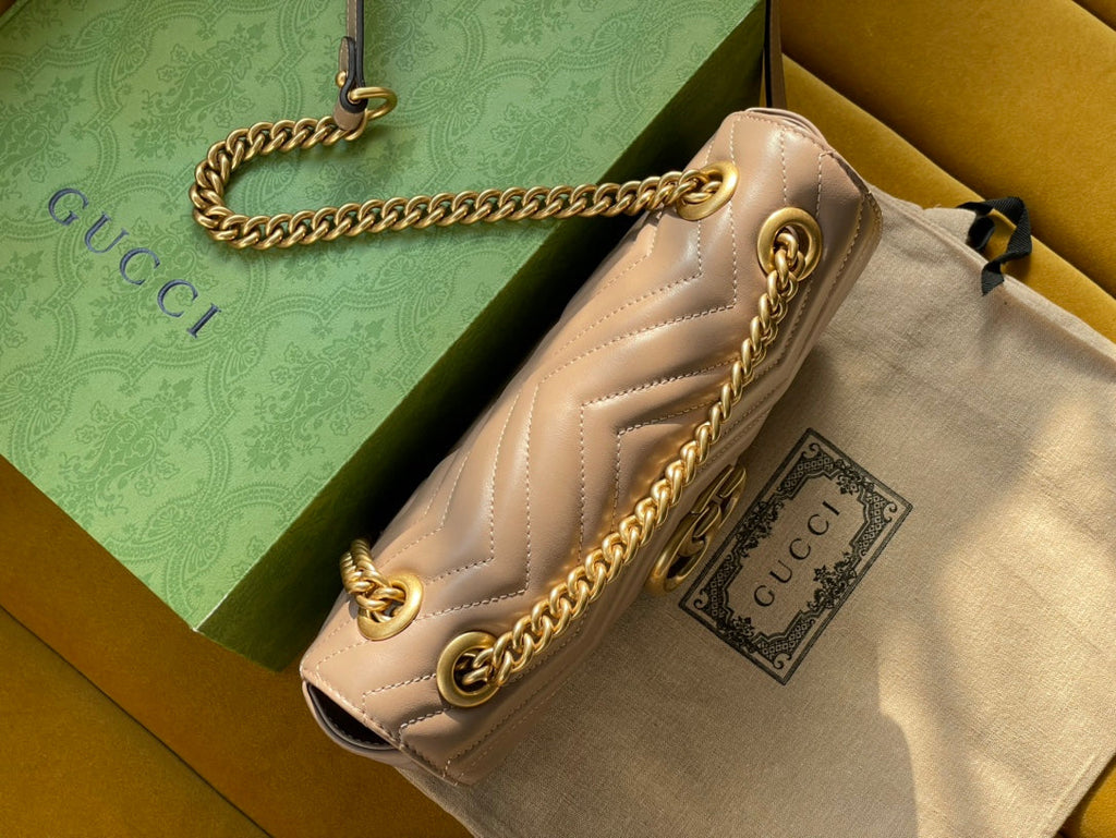 SAC GG MARMONT MATELASSÉ GRAND 26 CUIR DE VEAU BEIGE