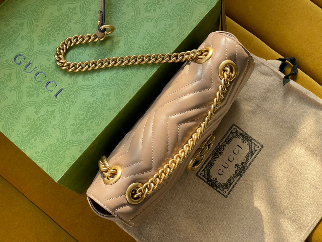 SAC GG MARMONT MATELASSÉ GRAND 26 CUIR DE VEAU BEIGE