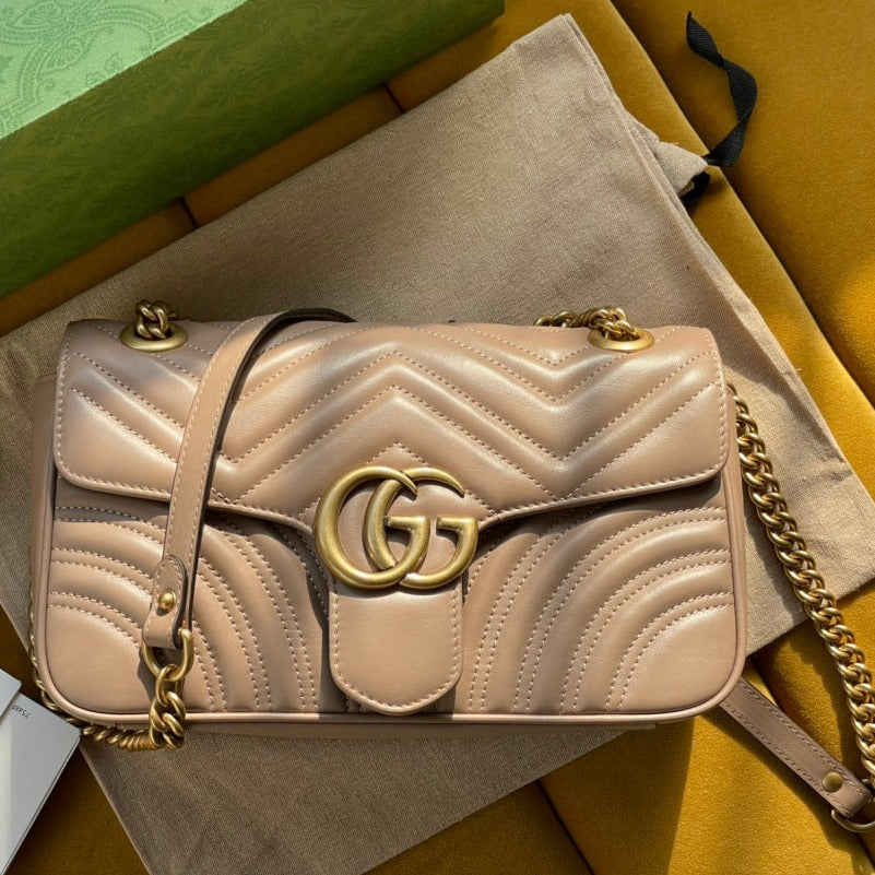 SAC GG MARMONT MATELASSÉ GRAND 26 CUIR DE VEAU BEIGE