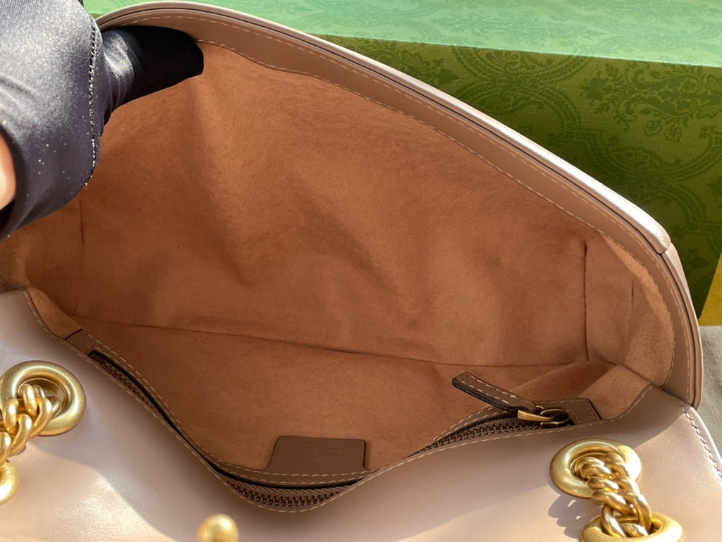 SAC GG MARMONT MATELASSÉ GRAND 26 CUIR DE VEAU BEIGE