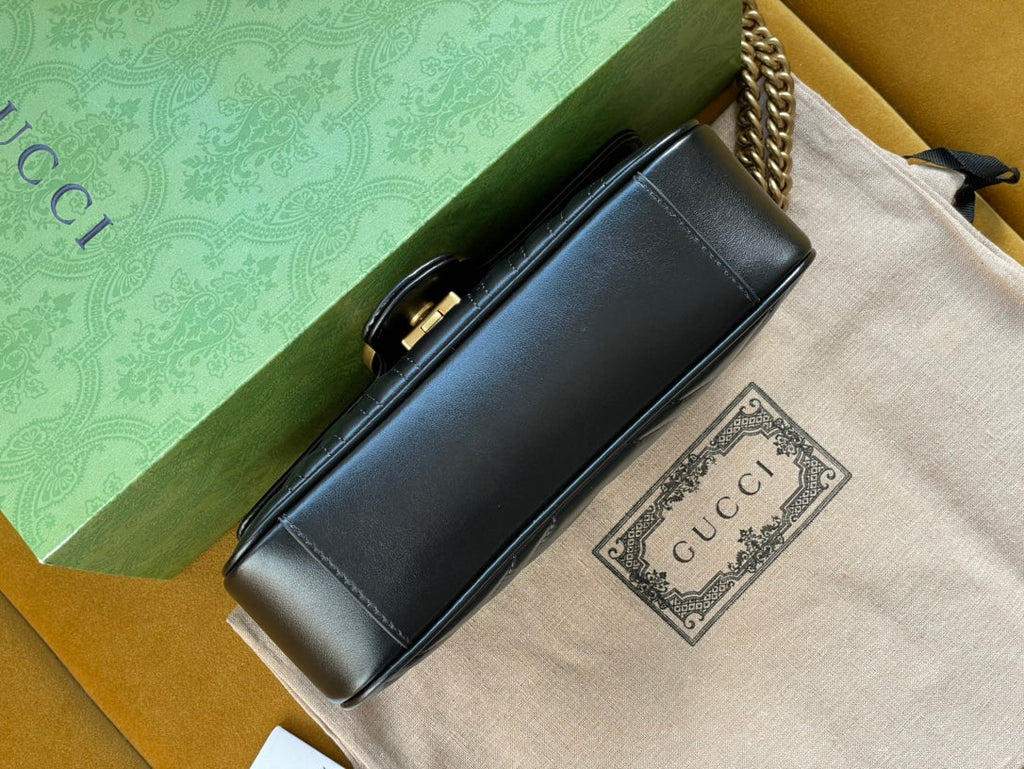 SAC GG MARMONT MATELASSÉ PETIT 22 EN CUIR DE VEAU NOIR