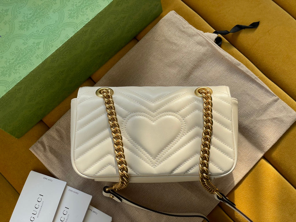 SAC GG MARMONT MATELASSÉ PETIT 22 EN CUIR DE VEAU BLANC