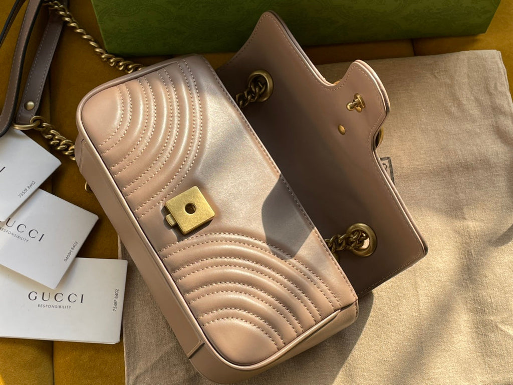 SAC GG MARMONT MATELASSÉ PETIT 22 CUIR DE VEAU BEIGE