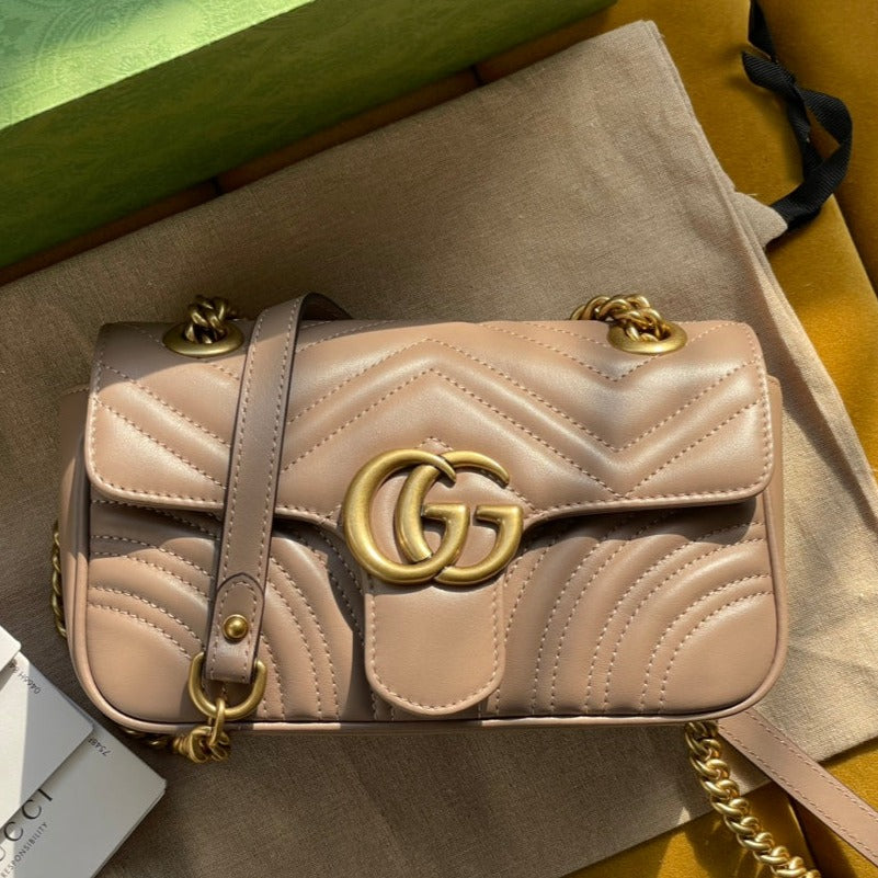 SAC GG MARMONT MATELASSÉ PETIT 22 CUIR DE VEAU BEIGE
