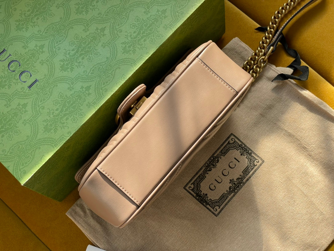 SAC GG MARMONT MATELASSÉ PETIT 22 CUIR DE VEAU BEIGE