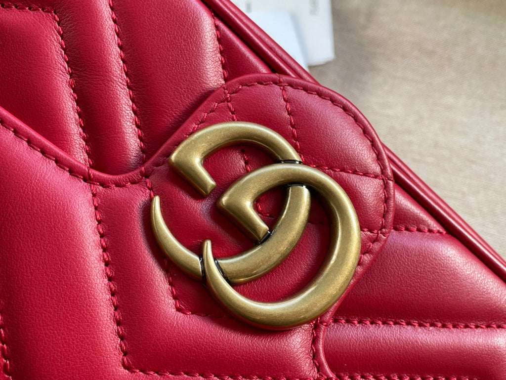 SAC GG MARMONT MINI 16 EN CUIR DE VEAU ROUGE ROSE