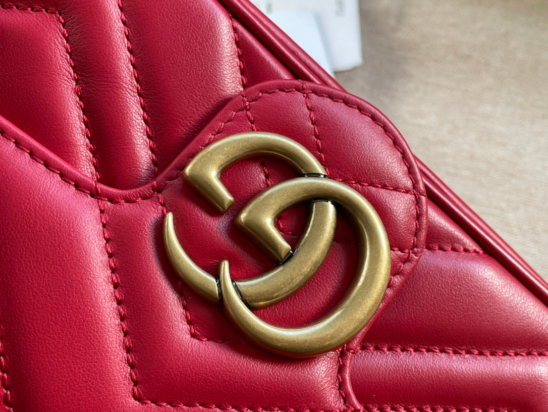SAC GG MARMONT MINI 16 EN CUIR DE VEAU ROUGE ROSE