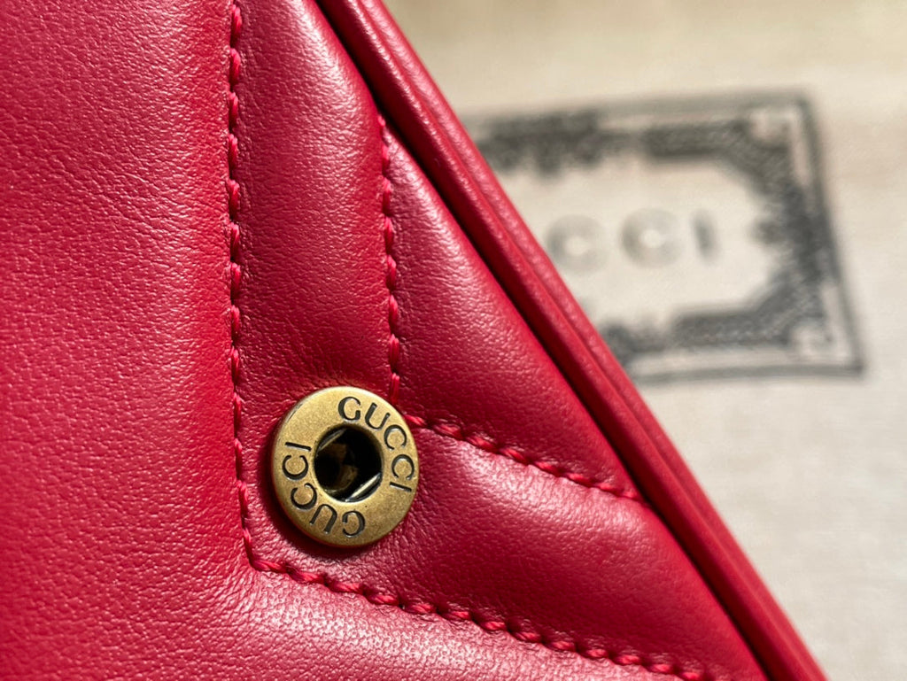 SAC GG MARMONT MINI 16 EN CUIR DE VEAU ROUGE ROSE