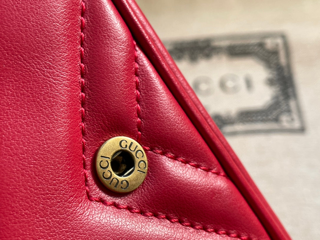 SAC GG MARMONT MINI 16 EN CUIR DE VEAU ROUGE ROSE