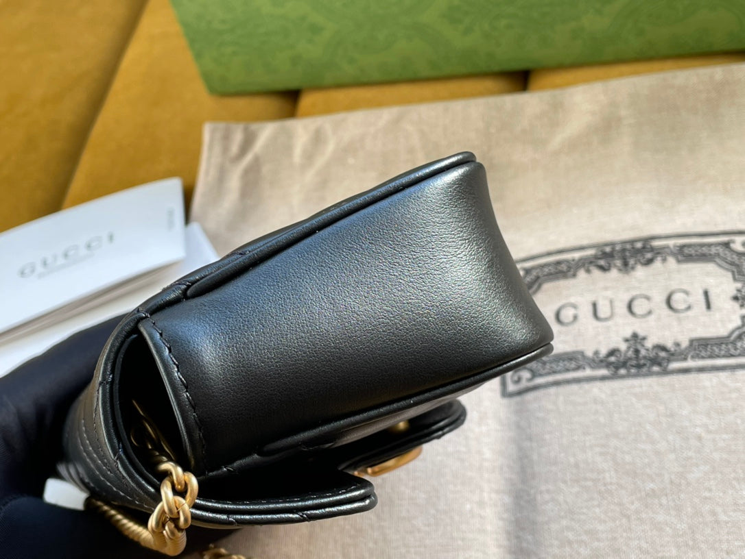 SAC GG MARMONT MINI 16 EN CUIR DE VEAU NOIR