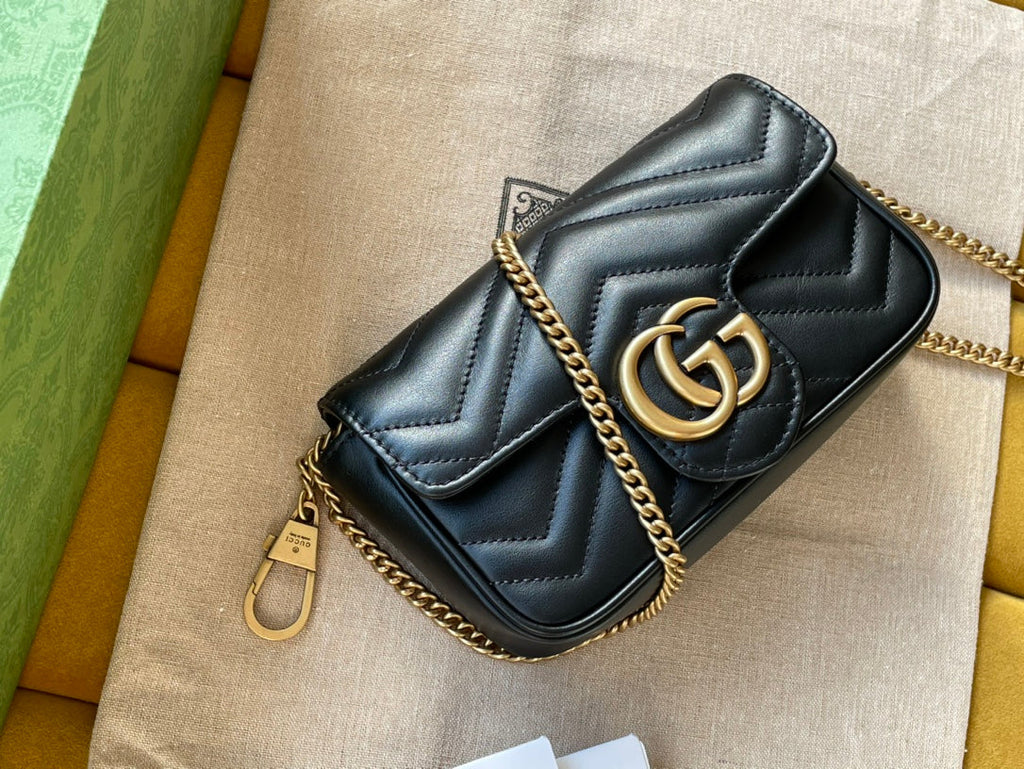 SAC GG MARMONT MINI 16 EN CUIR DE VEAU NOIR
