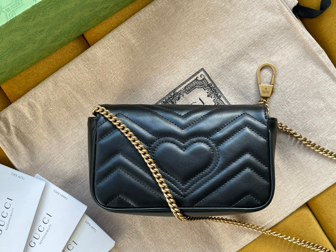 SAC GG MARMONT MINI 16 EN CUIR DE VEAU NOIR