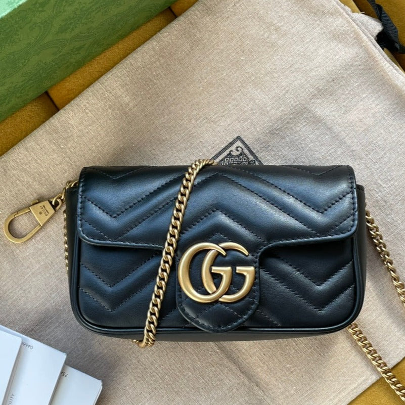 SAC GG MARMONT MINI 16 EN CUIR DE VEAU NOIR