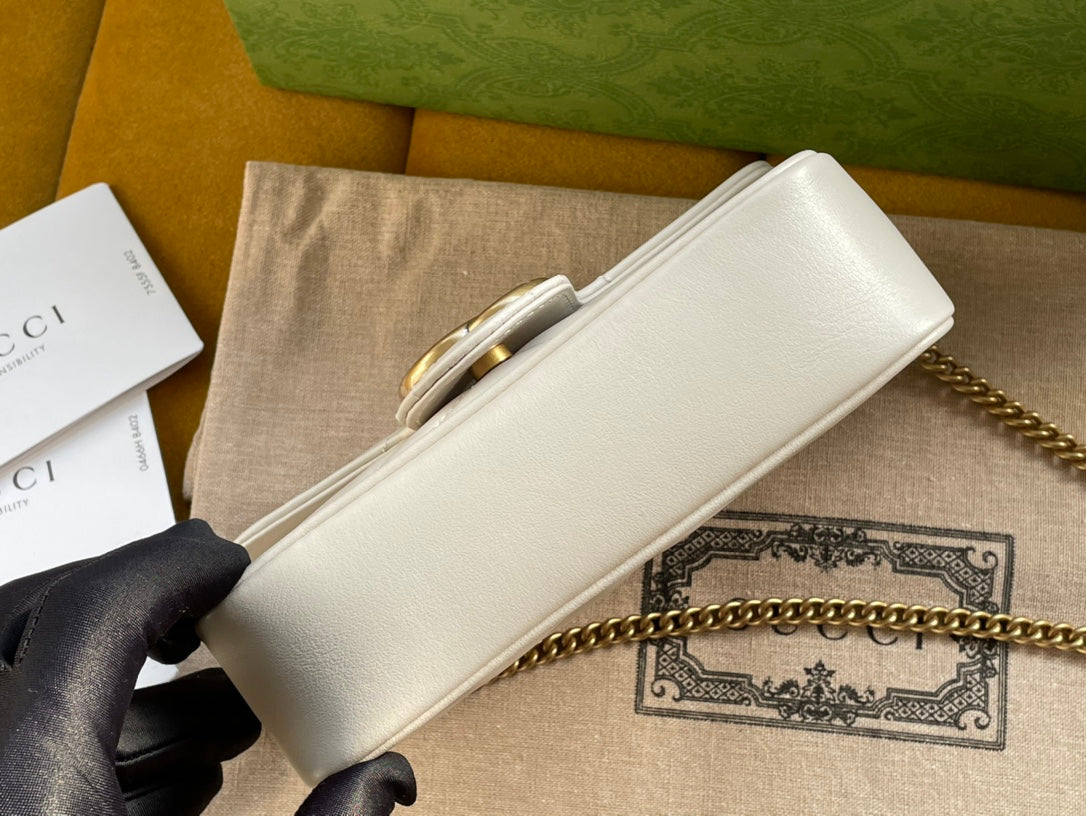 SAC GG MARMONT MINI 16 EN CUIR DE VEAU BLANC