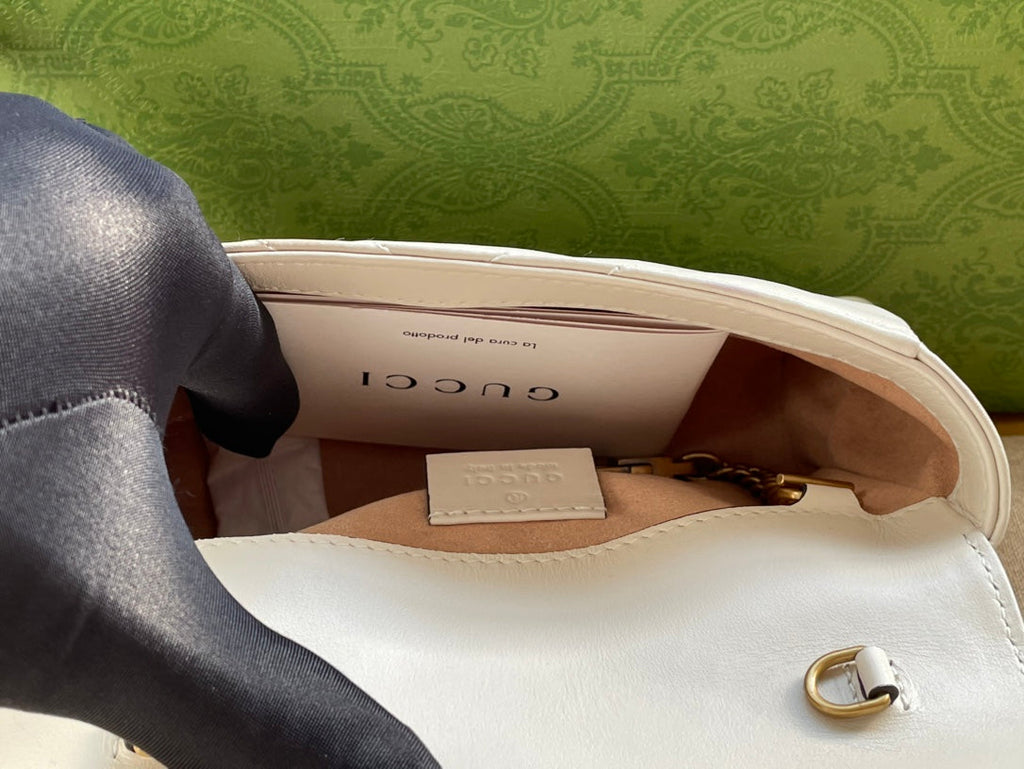 SAC GG MARMONT MINI 16 EN CUIR DE VEAU BLANC