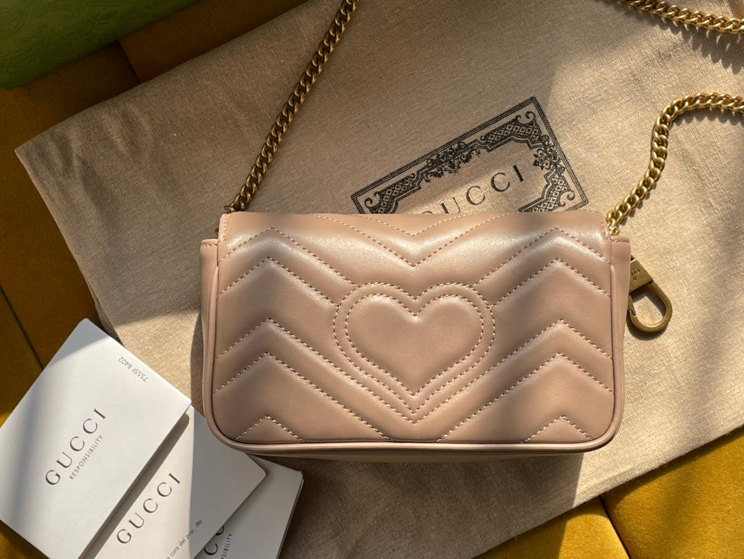 SAC GG MARMONT MINI 16 EN CUIR DE VEAU BEIGE