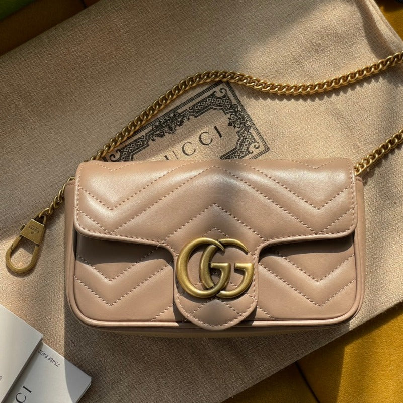 SAC GG MARMONT MINI 16 EN CUIR DE VEAU BEIGE