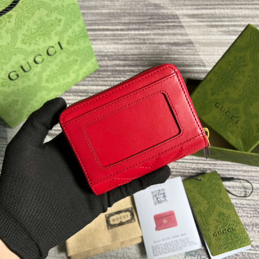 PORTEFEUILLE GG MARMONT MINI 11 EN CUIR DE VEAU ROUGE CERISE
