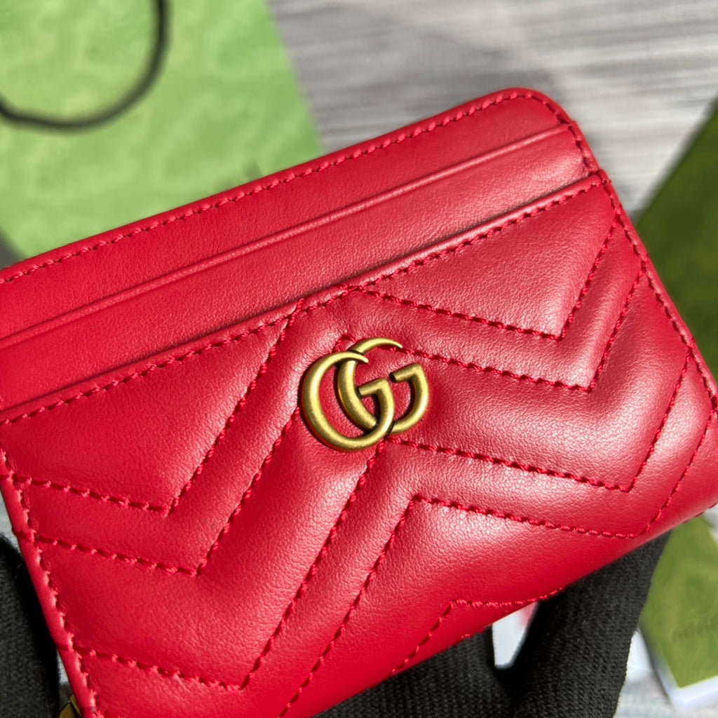PORTEFEUILLE GG MARMONT MINI 11 EN CUIR DE VEAU ROUGE CERISE