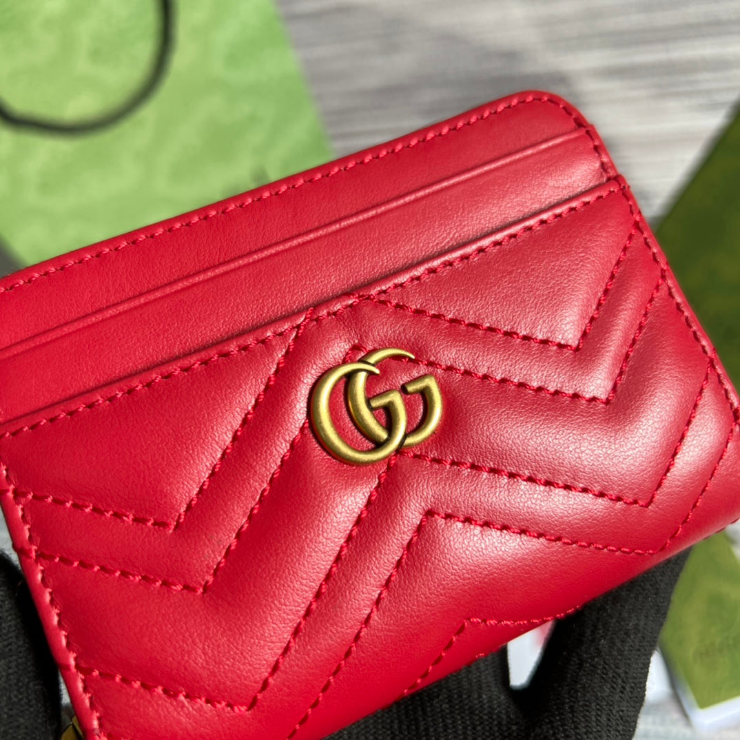 PORTEFEUILLE GG MARMONT MINI 11 EN CUIR DE VEAU ROUGE CERISE