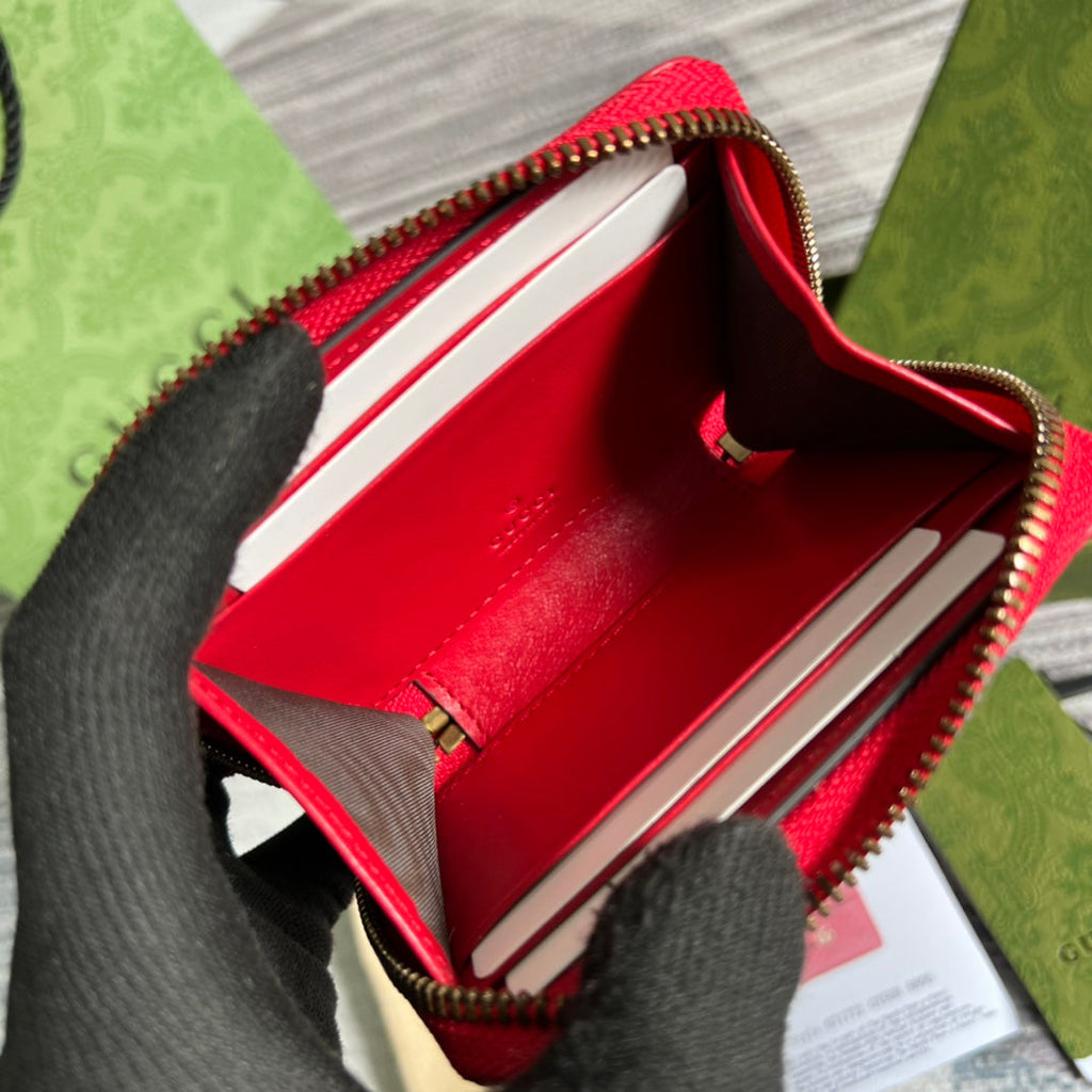 PORTEFEUILLE GG MARMONT MINI 11 EN CUIR DE VEAU ROUGE CERISE