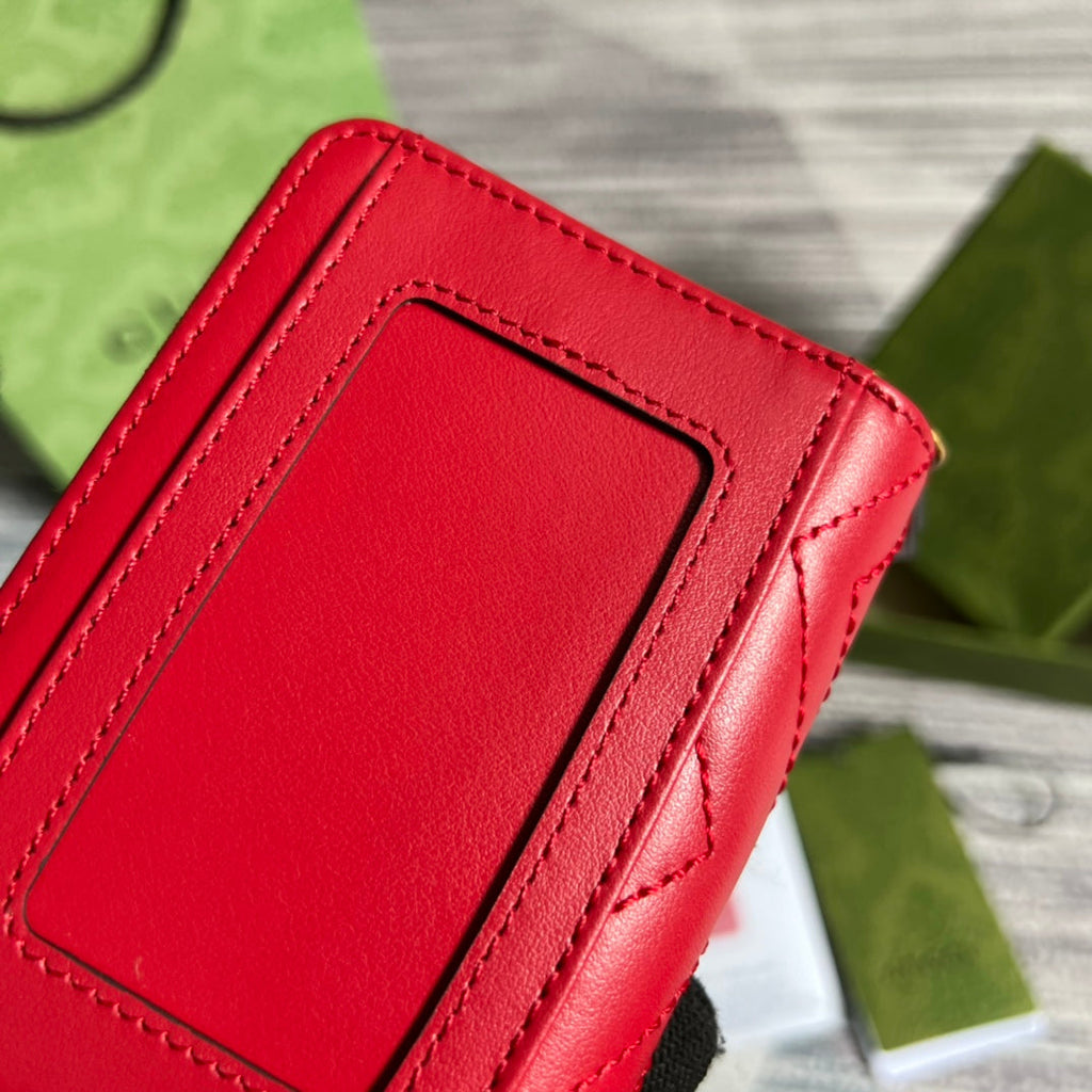 PORTEFEUILLE GG MARMONT MINI 11 EN CUIR DE VEAU ROUGE CERISE