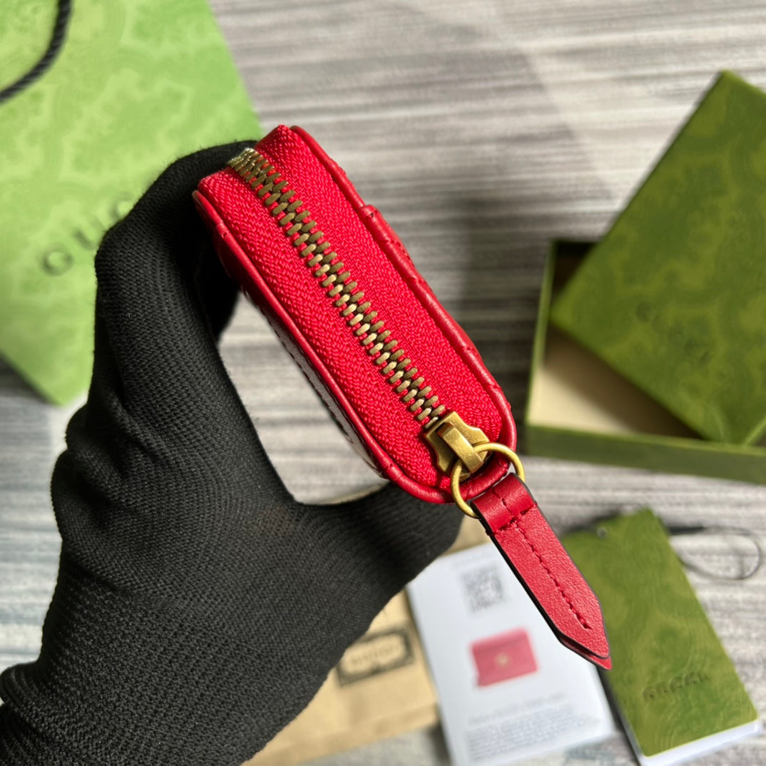 PORTEFEUILLE GG MARMONT MINI 11 EN CUIR DE VEAU ROUGE CERISE