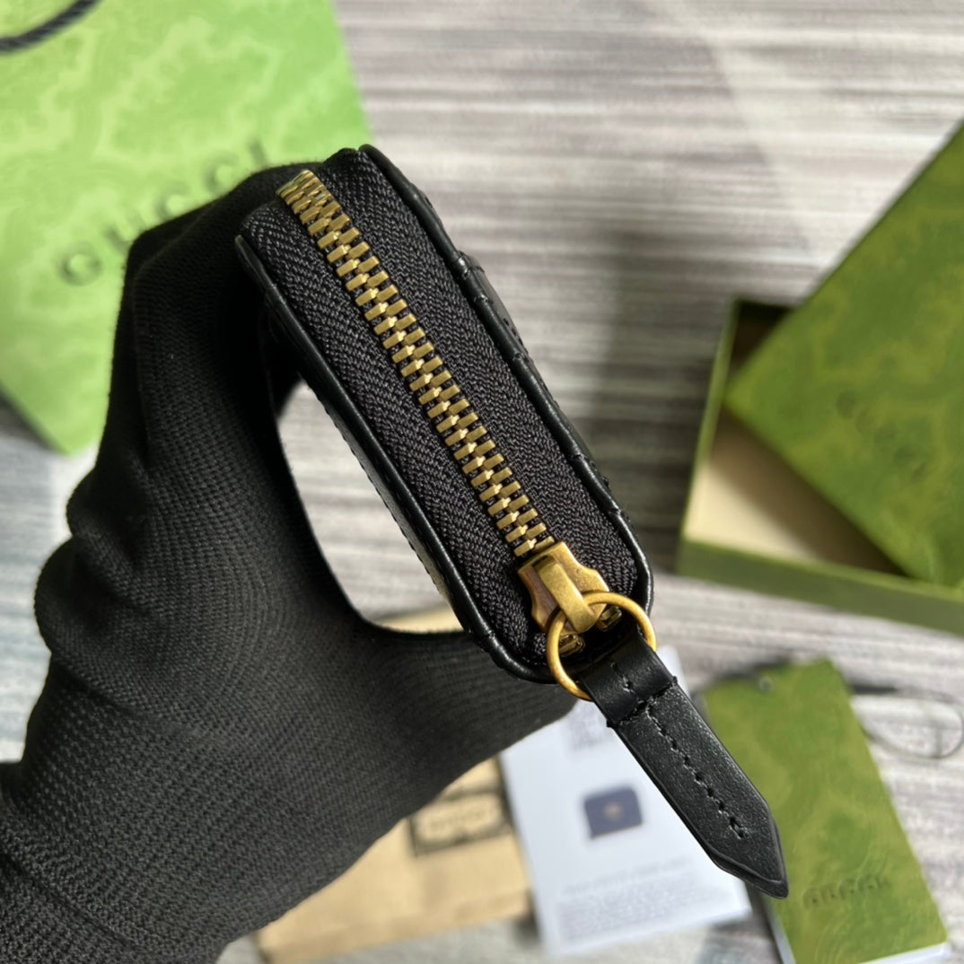 PORTEFEUILLE GG MARMONT MINI 11 EN CUIR DE VEAU NOIR