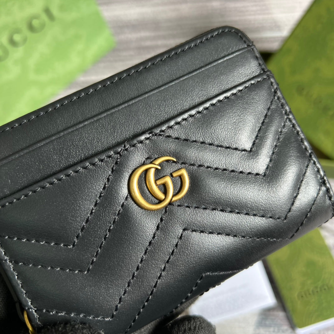 PORTEFEUILLE GG MARMONT MINI 11 EN CUIR DE VEAU NOIR