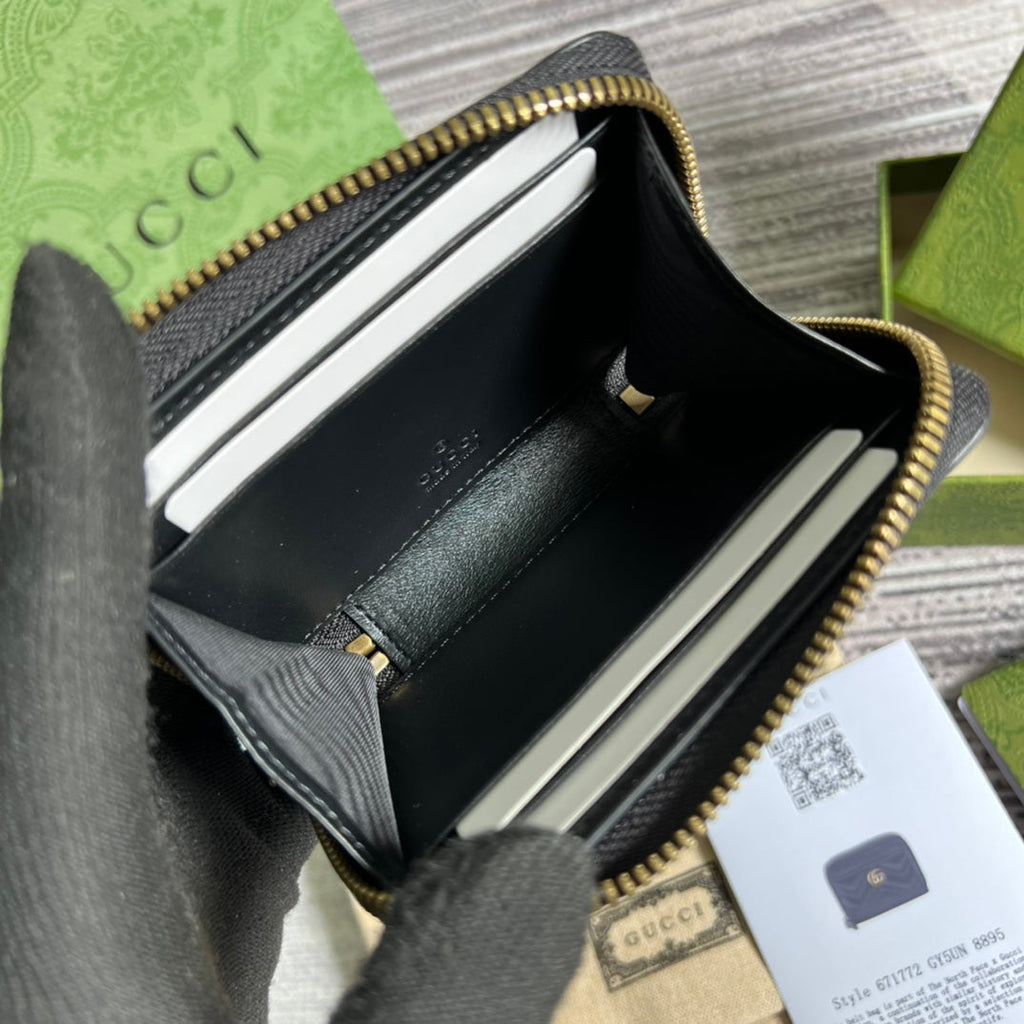 PORTEFEUILLE GG MARMONT MINI 11 EN CUIR DE VEAU NOIR