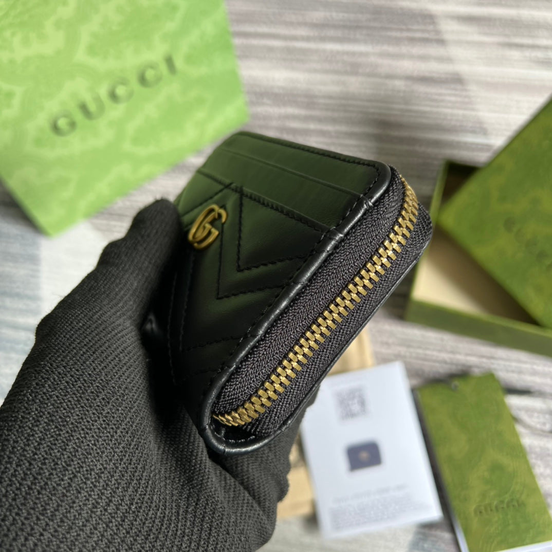 PORTEFEUILLE GG MARMONT MINI 11 EN CUIR DE VEAU NOIR
