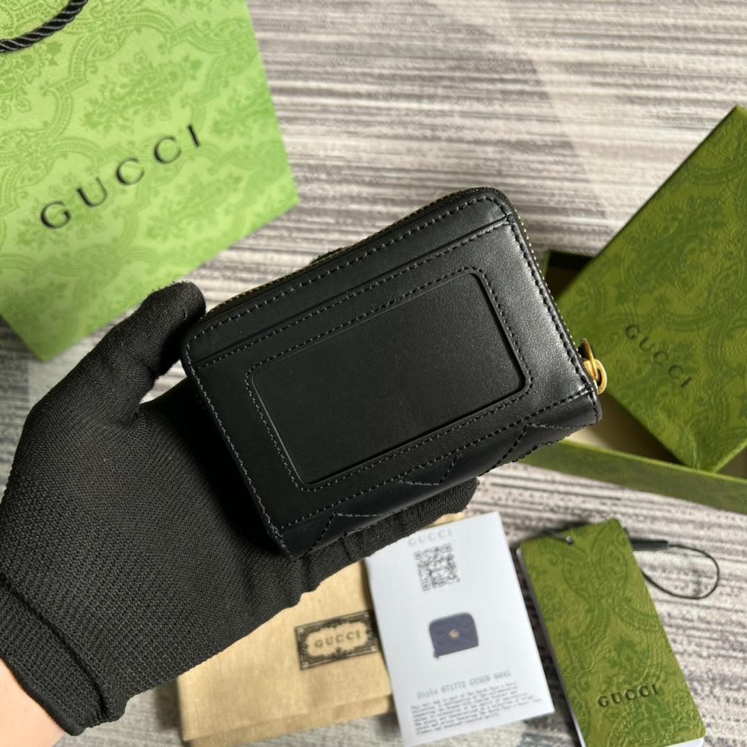 PORTEFEUILLE GG MARMONT MINI 11 EN CUIR DE VEAU NOIR