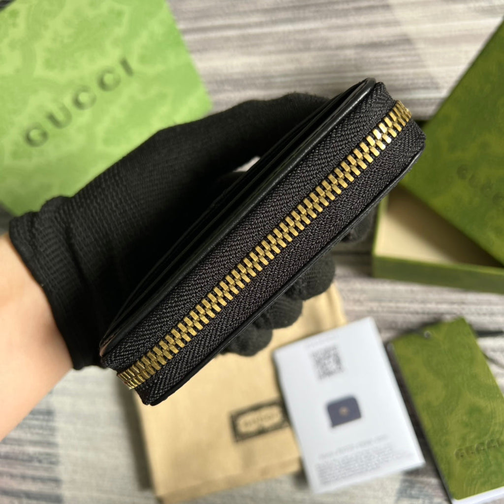 PORTEFEUILLE GG MARMONT MINI 11 EN CUIR DE VEAU NOIR