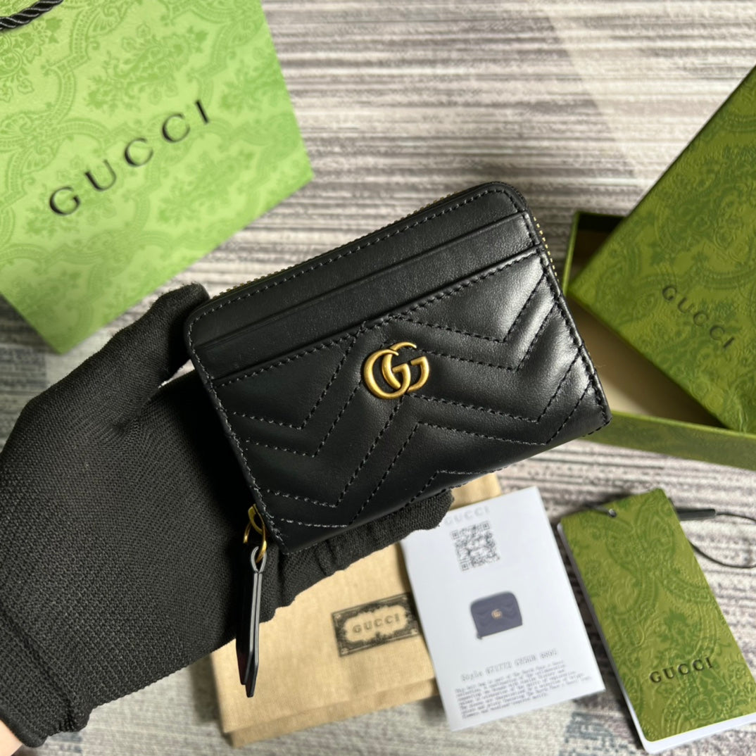 PORTEFEUILLE GG MARMONT MINI 11 EN CUIR DE VEAU NOIR