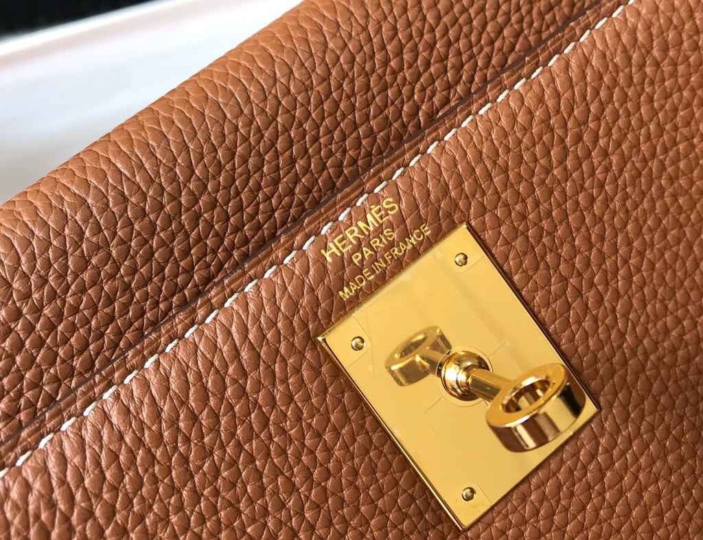 HM KELLY 32CM CUIR TOGO DORÉ QUINCAILLERIE DORÉ