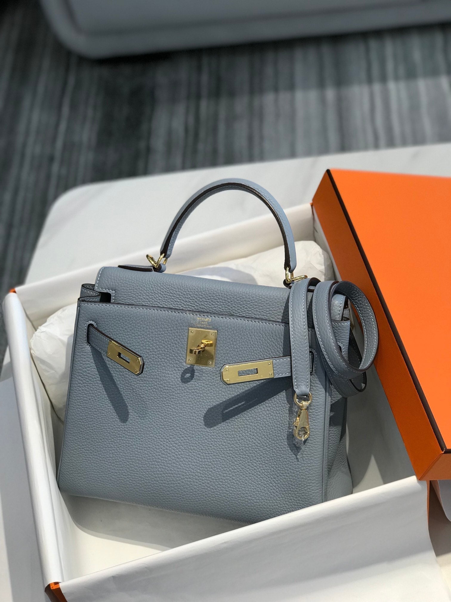 HM KELLY 25CM LIN BLEU TOGO QUINCAILLERIE OR