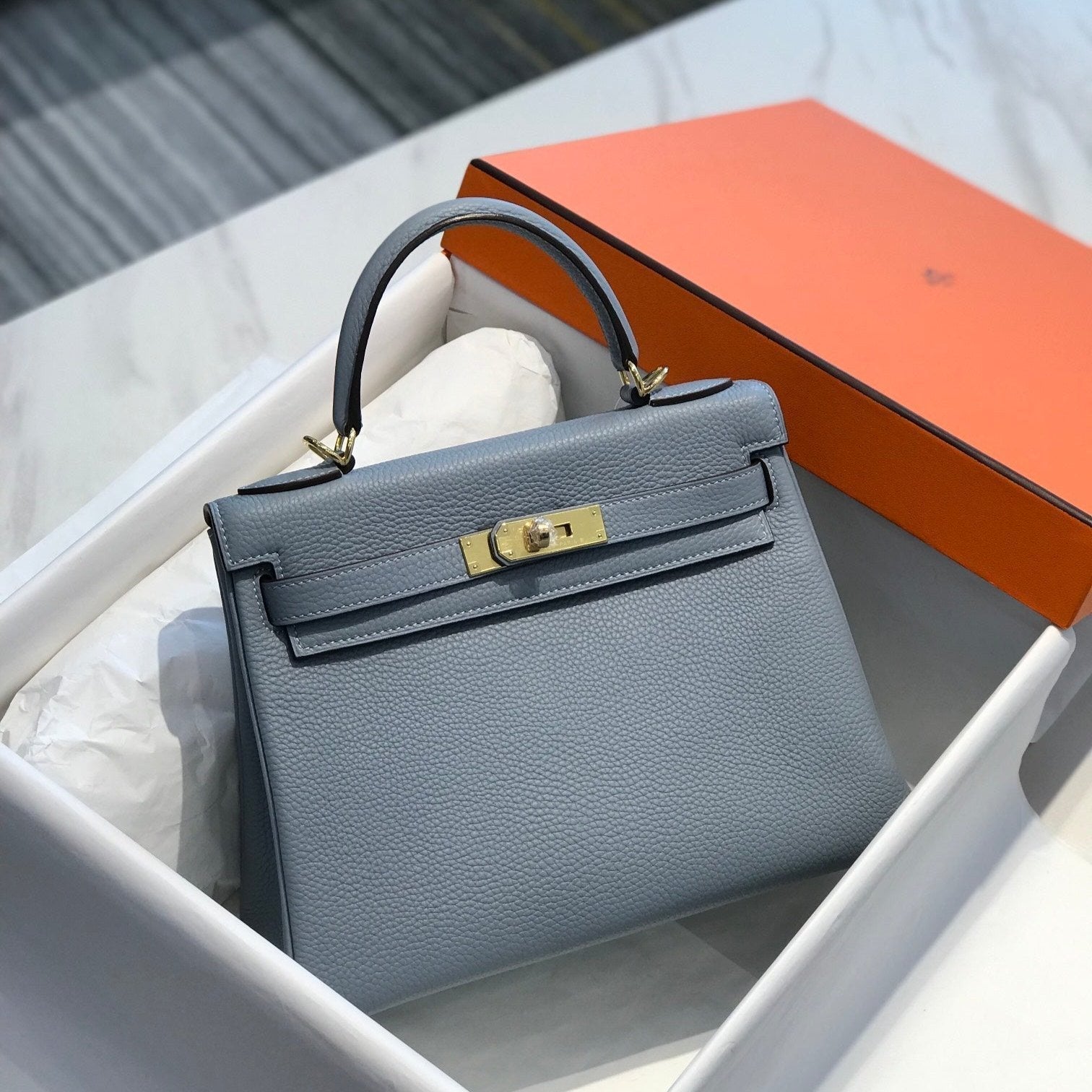 HM KELLY 25CM LIN BLEU TOGO QUINCAILLERIE OR