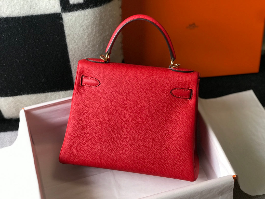 HM ケリー 28cm レッド トーゴ ゴールド金具