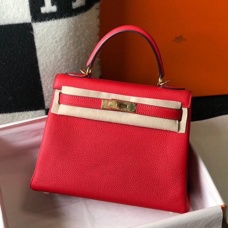 HM ケリー 32cm レッド トーゴレザー ゴールド金具